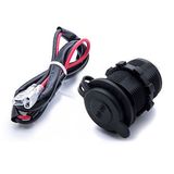 12V Motorcycle RV ATV Marine Boat Voltmeter Waterproof 4.2A Dual USB Car Charger Power Adapter Cigarette Light Socket