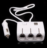 Dual USB Ports Three Cigarette Lighter Charger 12V Car Cigar Lighter Three Socket Car Charger with Switch