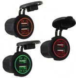 12V-24V Dual USB Charger Socket Power Outlet Motorcycle Marine Car New