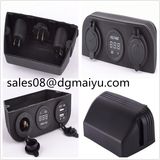 12V 24V Three Tent Power Cigarette Lighter Socket with Voltage Meter with Dul USB Car Charge for Car Modification