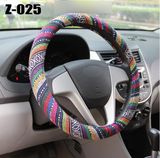 Car Steering Wheel Cover Handlebar Braid Steering Wheel Wrap Natural Fibers Anti Slip Breathable National Style 38cm Universal