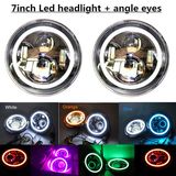 2PCS/Pair 7 Inch 50W CREE Round LED Light Car Light Angel Eyes Halo Ring Auto Headlight for Jeep Wrangler Jk Cj DC10-30V