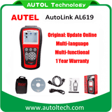 100% Original Autel Autolink Al619 ABS/SRS + Can Obdii Diagnostic Scan Tool Autel Al 619 Update Online Auto Link Al-619