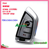 Smart Modified Remote Key for General Fem CAS4 CAS4+ Knife Type with Fsk433MHz 7953p Chip 4 Buttons and Emergency Key Silver Button