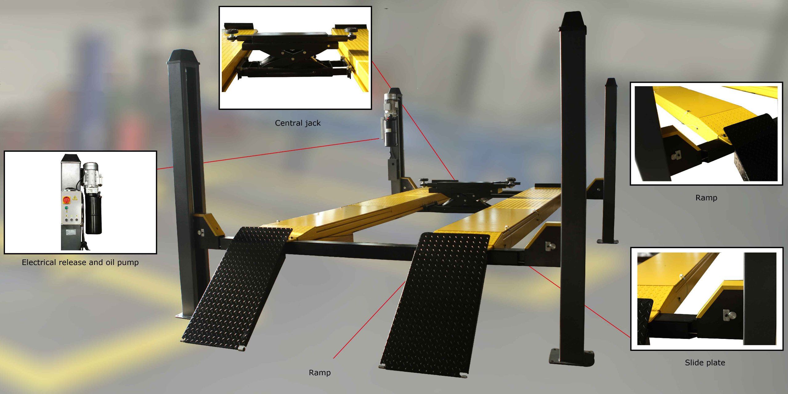 Four Post Car Hoist with Alignment for Sale