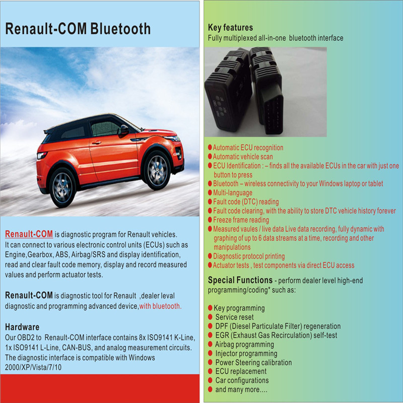 Renault-COM OBD Bluetooth Diagnostic Program for Renault Vehicles Super ...