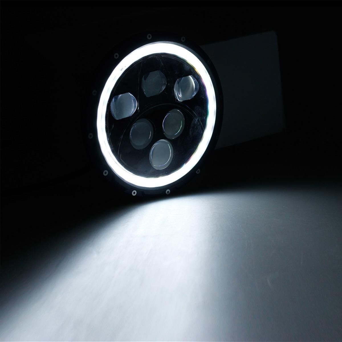 7 Inch LED Headlight for Jeep Wrangler with Halo Ring, 60W Round LED Headlight with DRL