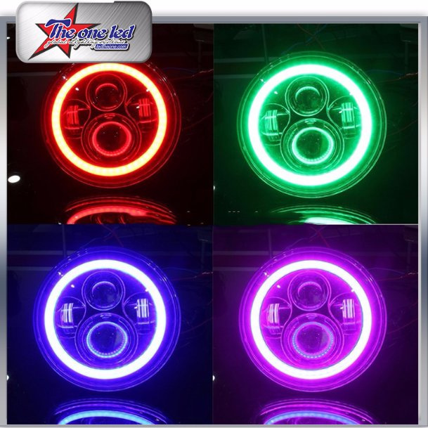 New Design 7 Inch Round Jeep Wrangler RGB DRL LED Headlight with Bluetooth Control
