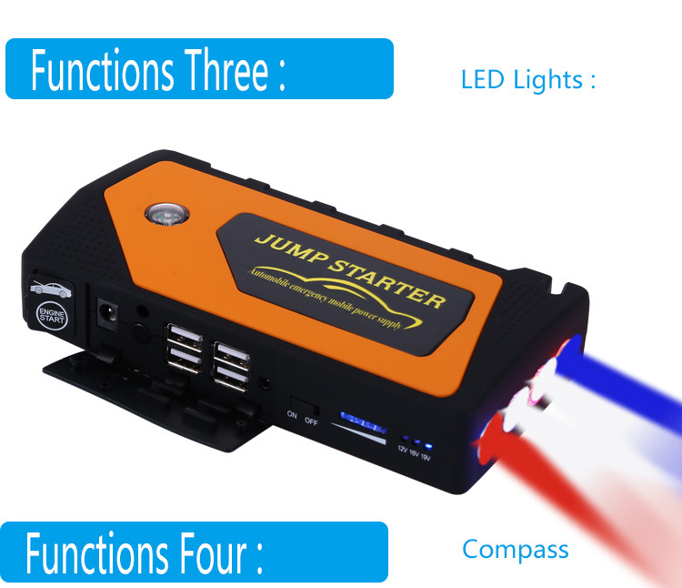 Jx28 Mini Portable Car Jump Starter / MultiFunction Compass / Power