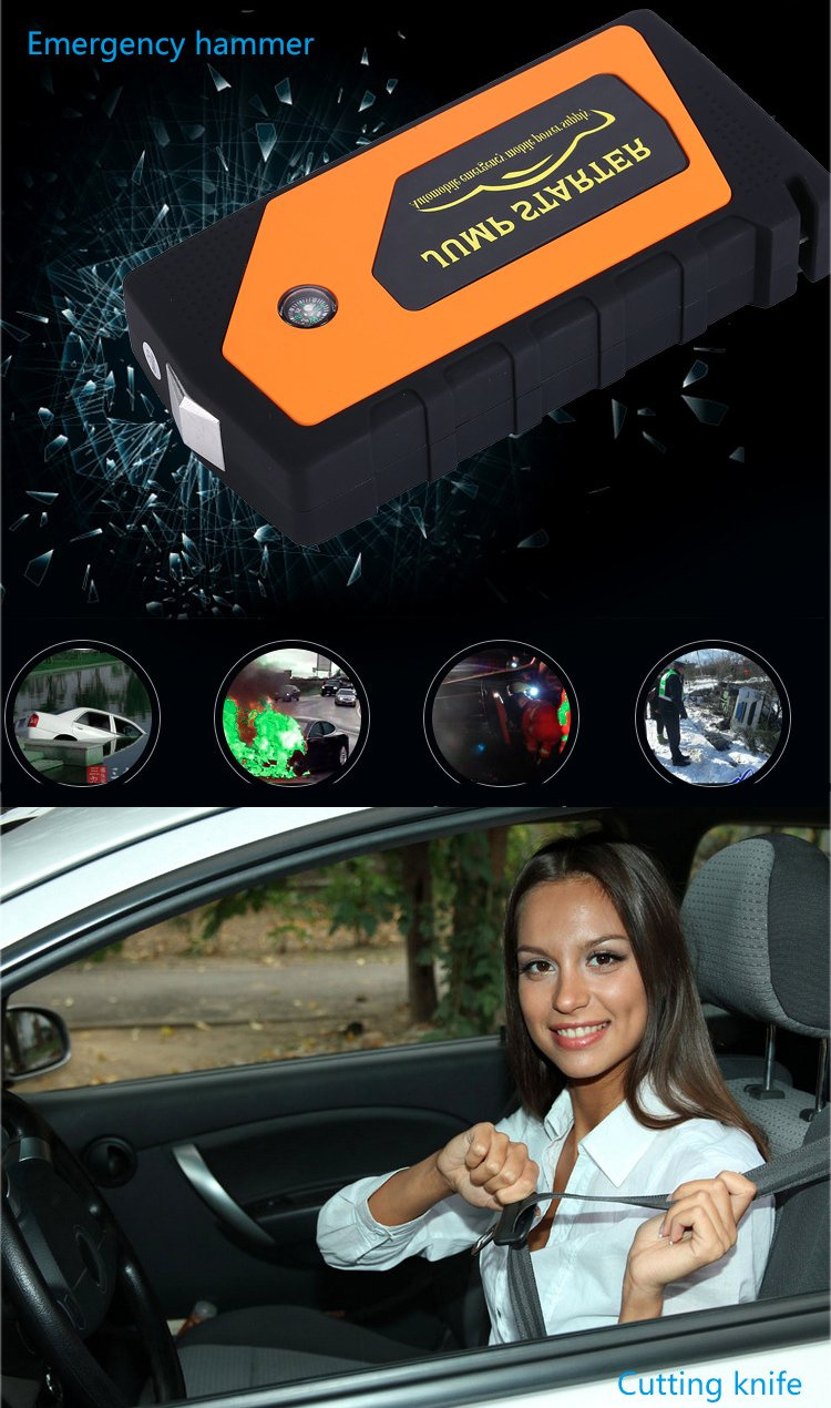 Jx28 Mini Portable Car Jump Starter / MultiFunction Compass / Power Bank Battery Charger